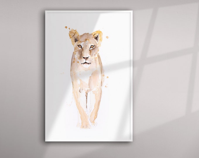 Lioness Painting - Lioness Watercolour Painting - Hand Signed Limited Edition Print of my Original Watercolour Painting of an African Lion