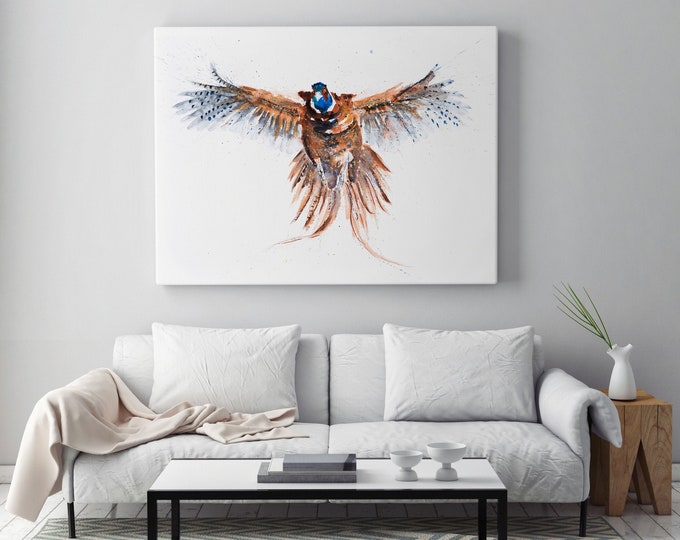 Pheasant Canvas print - Hand signed Canvas Print of a Flushed Pheasant