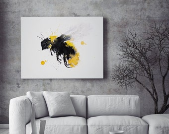 Bee Canvas Print -  Bumble Bee Wall Art - Bee Watercolour Painting of my Original Abstract Bee Watercolor living room art