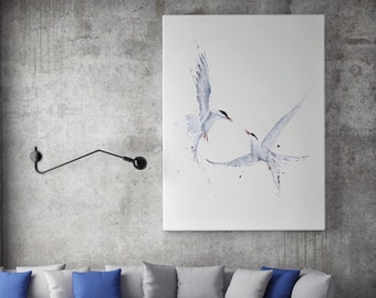 Arctic Angels Canvas print -  by Syman Kaye - Arctic Wall Art Watercolour Painting of my Original Abstract Art Angel Painting