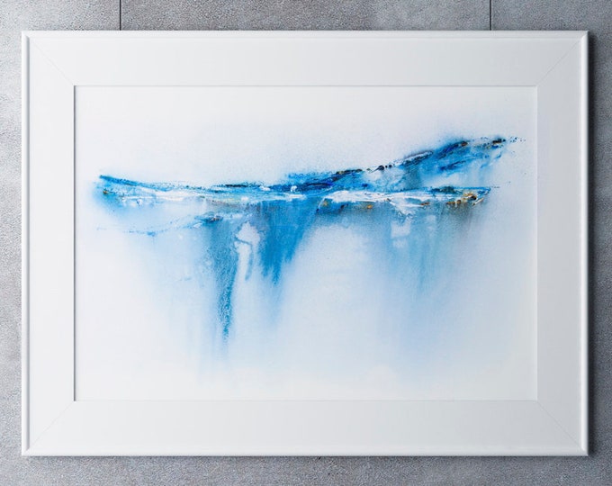 Abstract Seascape Landscape Print No5- Watercolour Painting - Hand Signed Numbered Embossed Limited Edition Print Modern Watercolour