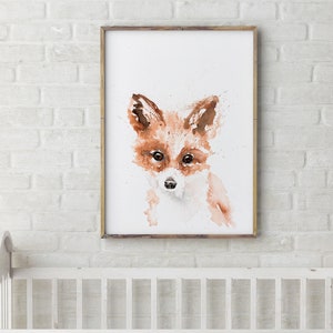Mini dipinto di volpe - Stampa in edizione limitata firmata del mio dipinto originale ad acquerello raffigurante un cucciolo di volpe. Arte murale