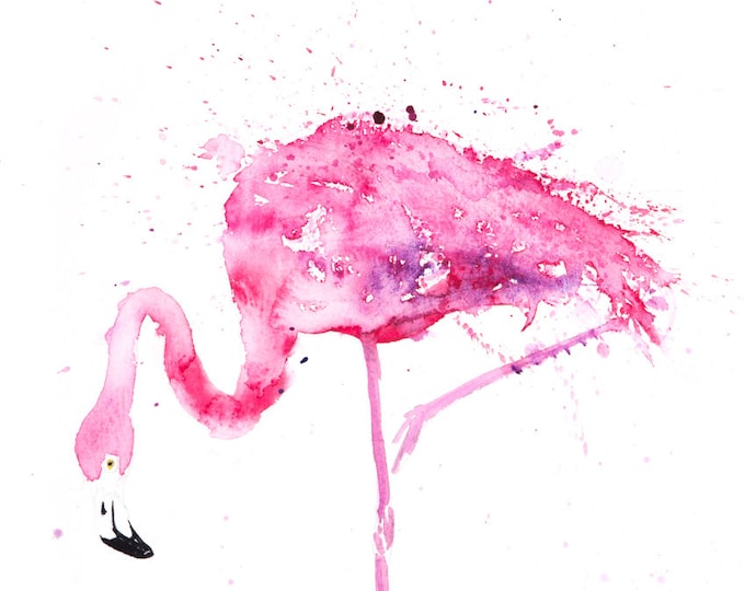 Flamingo Painting Print  - Signed Limited Edition Print of my Original Watercolour Painting of a Pink Flamingo