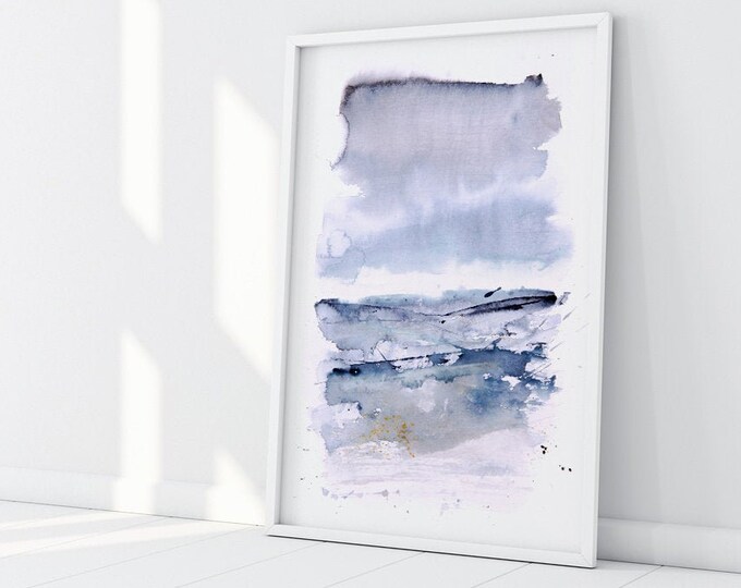 Abstract Landscape Print - Watercolour Painting Abstract Wall Art Hand Signed Numbered Embossed Limited Edition Modern Watercolour