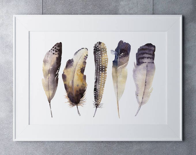 Feathers on Watercolour Paper - Fine Art Print of "Feathers" Watercolour Painting