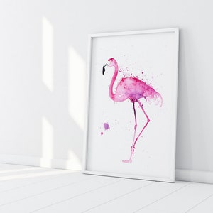 Flamingo Watercolour Painting  - Signed Limited Edition Print of my Original Abstract Pink Flamingo Bird - Watercolor Wall Art Wall Decor 4