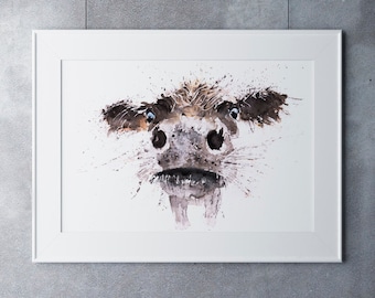 Wall Art Cow Watercolor Painting Cow Watercolour Watercolour Painting Abstract  Hand Signed Limited Edition Print of Cattle