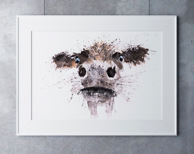 Wall Art Cow Watercolor Painting Cow Watercolour Watercolour Painting Abstract  Hand Signed Limited Edition Print of Cattle