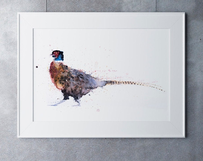 Pheasant Print Wall Art Watercolour Painting Wildlife Abstract Modern Pheasant Water Colour Painting Bird Wall Decor Limited Edition Print