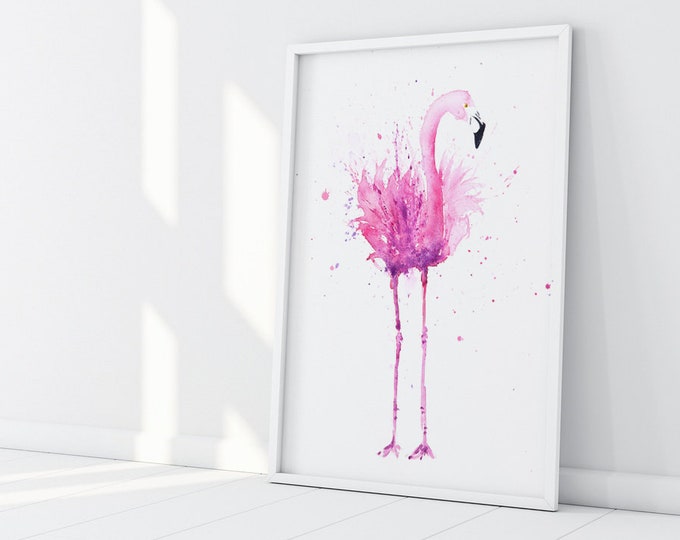 Flamingo Wall Art - Stepping Out 3  - Signed limited Edition Print of My Original Watercolour Painting of a Pink Flamingo