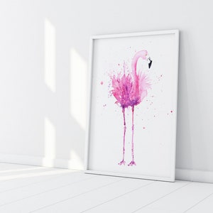 Flamingo Wall Art - Stepping Out 3  - Signed limited Edition Print of My Original Watercolour Painting of a Pink Flamingo