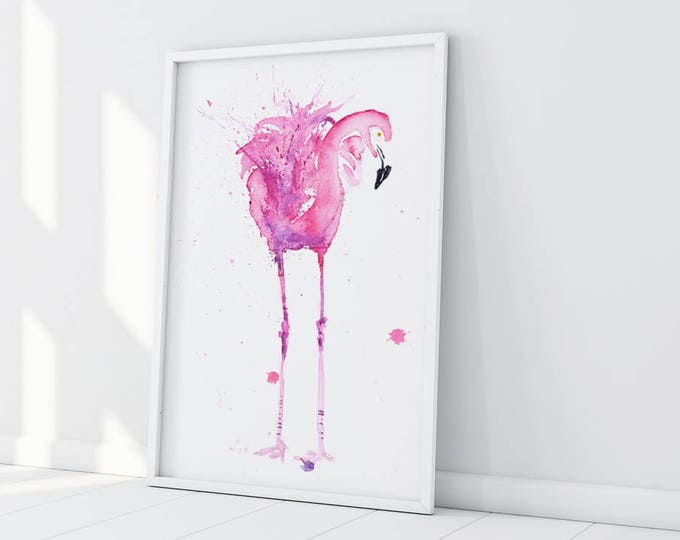 Flamingo Watercolour Painting - Signed LIMITED EDITION Flamingo Print of my original Watercolour FLAMINGO painting of a Modern Pink Flamingo