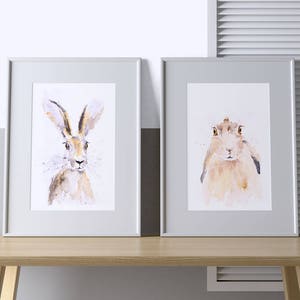 Harry and Hermione Hare - Signed limited Edition Prints of my Original Water Colour Paintings of Hares