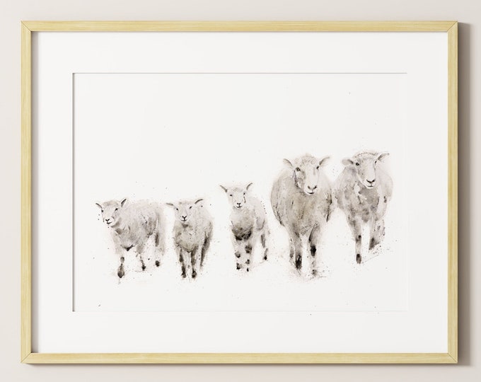 Sheep Watercolour Modern Abstract Painting Limited Edition Print Farm Animal Gift Watercolor Sheep Wall Art Wall Decor Art