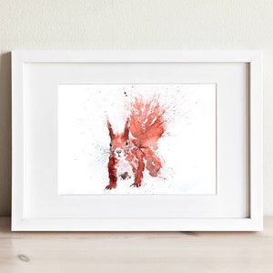 Squirrel Watercolor Watercolour Painting - Hand Signed limited Edition Print of my Original Water Colour Painting of a Red Squirrel Wall Art