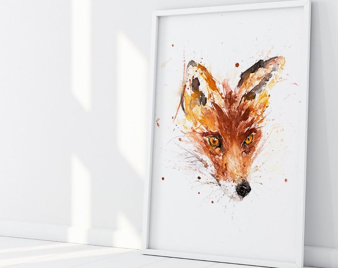 Fox Watercolour Painting by Syman Kaye. Hand Signed Limited Edition Print of my Original Fox Painting