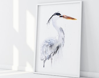 Hand Signed Limited Edition Print of my Original Heron Watercolour Painting