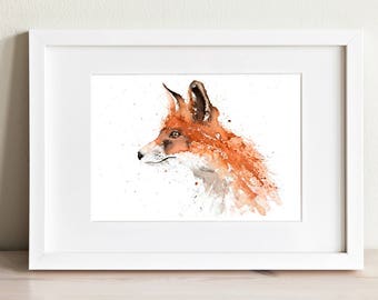 Fox Watercolor Painting - Fox Wall Art watercolour  Hand Signed Numbered Dated and Embossed Limited Edition Print of my Original painting