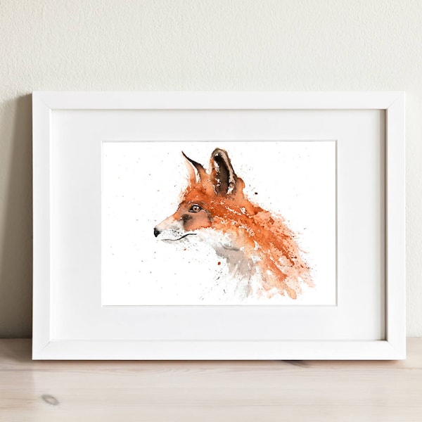 Fox Watercolor Painting - Fox Wall Art watercolour  Hand Signed Numbered Dated and Embossed Limited Edition Print of my Original painting