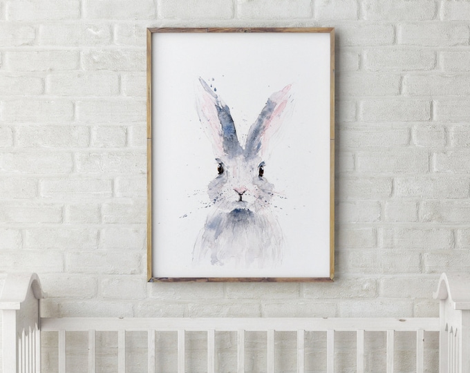 Mini Rabbit Painting - Signed Limited Edition Print of my Original Water Colour Painting of a Baby Rabbit or Bunny Wall Art