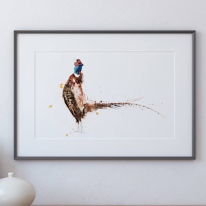 Pheasant Print Wall Art Watercolour Painting Wildlife Abstract Modern Pheasant Water Colour Painting Bird Wall Decor Limited Edition Print