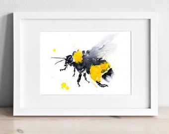 Bee Stamp BW Wall Art, Canvas Prints, Framed Prints, Wall Peels