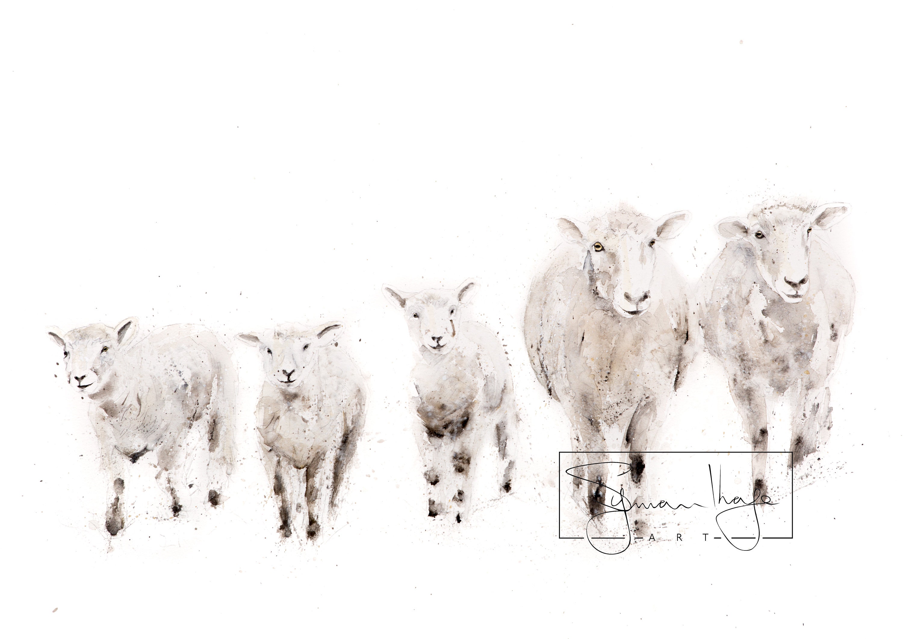 Animal Family Sheep Wallart