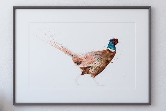 2 x A4 Set Set Pheasant Fight Watercolor Prints Wall Art Pictures Living Room 2 x A4 Set Set Pheasant Fight Watercolor Prints Wall Art Pictures Living Room