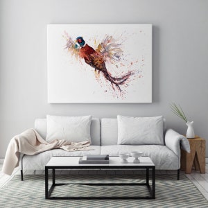 Fasan Leinwanddruck - Handsignierter Druck von Original Aquarellbild Aquarellmalerei vom Fasan