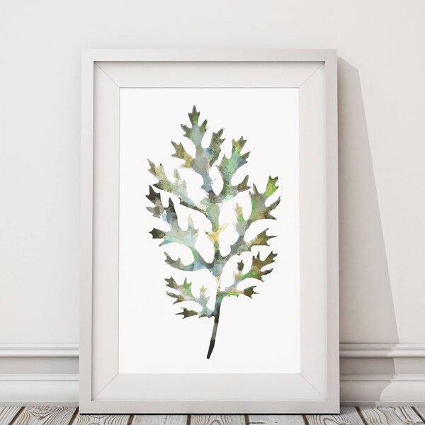 Botaniczny nadruk liściowy – papier akwarelowy Fine Art, nr 4