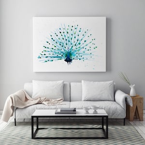 Peacock Canvas Print -  Wall Art Peacock Watercolour Painting of my Original Watercolor Peacock Painting - Peacock Art