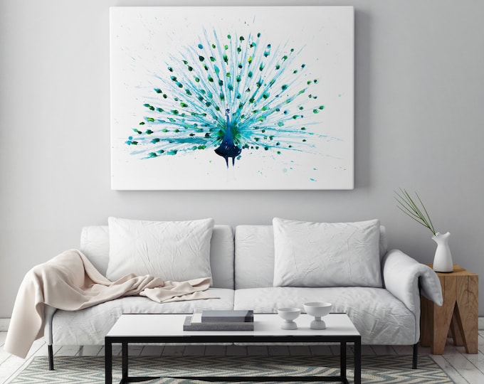 Peacock Canvas Print - Hand signed Wall Art