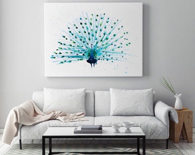 Peacock Canvas Print - Hand signed Wall Art