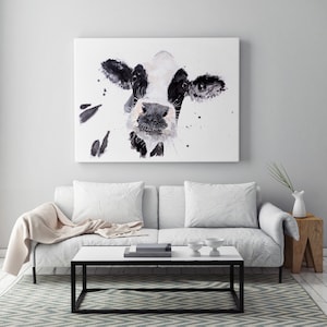 Cow Canvas Print-  Abstract Wall Art - Cow Watercolour Painting of my Original Abstract Cow Painting Gertrude