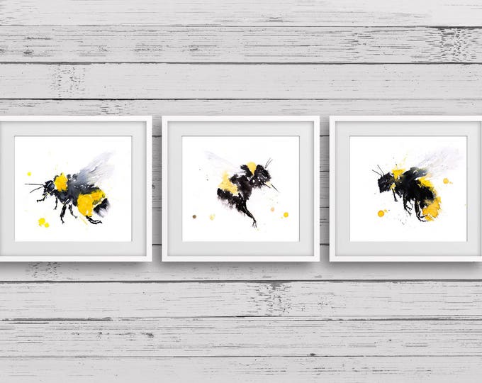 Bee watercolour painting - Hand Signed, prints of my original watercolour paintings of Bumble bees