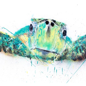 Turtle Spray Paint Painting - Hand Signed Limited Print of my Original Spray Can Turtle Painting