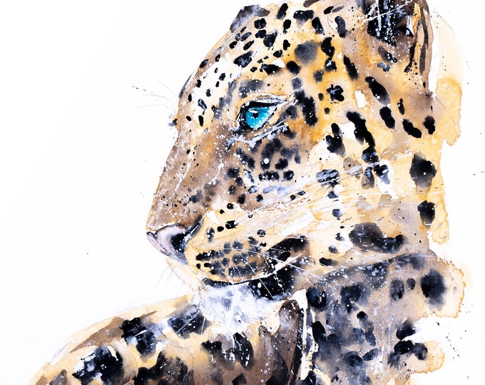 Jaguar Watercolour Painting - Hand Signed Limited Edition Print of my Original Watercolour Painting of a Jaguar