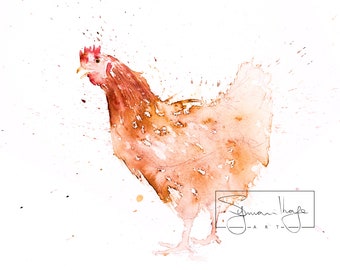 A Chicken - Signed Print of my original watercolour painting