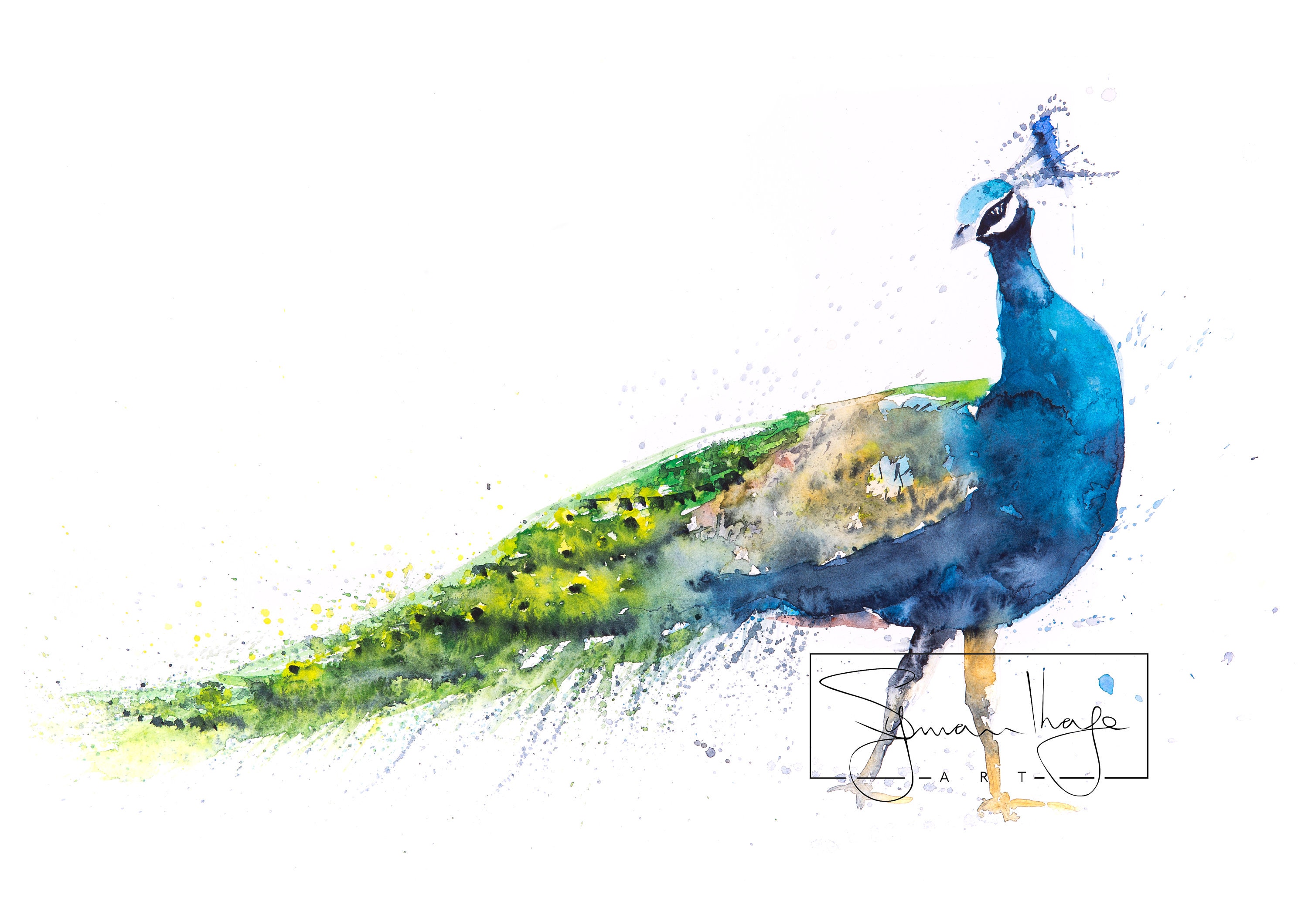 Peacock Painting Wall Art Watercolour - Signed Limited Edition Print from my Original Peacock Watercolour Abstract Animal Painting Peacock Painting Wall Art Watercolour - Signed Limited Edition Print from my Original Peacock Watercolour Abstract Animal Painting