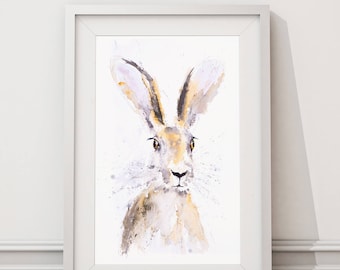 Hare Watercolour Painting Hand Signed Limited Edition Print of my Original Hare Painting