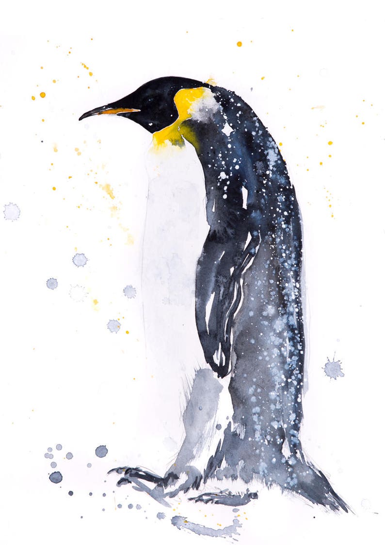 Emperor Penguin Watercolor Watercolour Painting Limited - Etsy