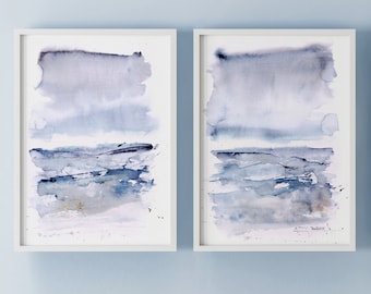 Abstract Landscape Prints - Watercolour Painting Abstract Wall Art Hand Signed Numbered Embossed Limited Edition Modern Watercolour