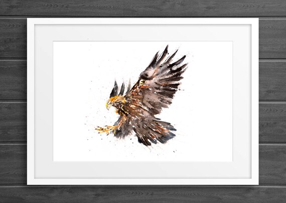 Eagle Watercolor Watercolour Painting - Hand Signed, Dated, Numbered and Embossed Limited Edition Print of my Eagle Art Watercolour Painting