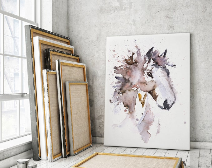Horse Canvas Print- Hand Signed Horse Watercolour Wall Art - Watercolor Canvas Print of my Original Abstract Horse Painting