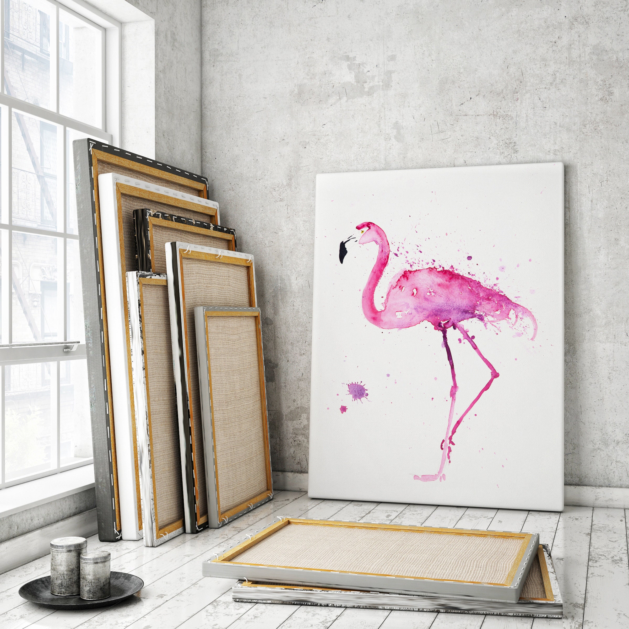 Flamingo Canvas print - Hand Signed by Syman Kaye Living Room