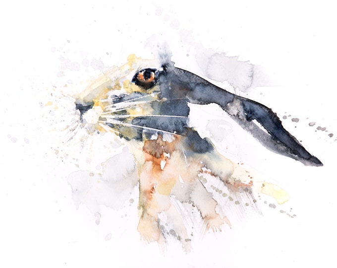 Hare Watercolour Painting Limited Edition Print of Hare Modern Abstract Painting Wall art