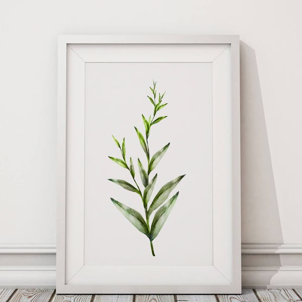Botaniczny wydruk liścia nr 6 na papierze akwarelowym – artystyczny wydruk akwareli przedstawiającej liść