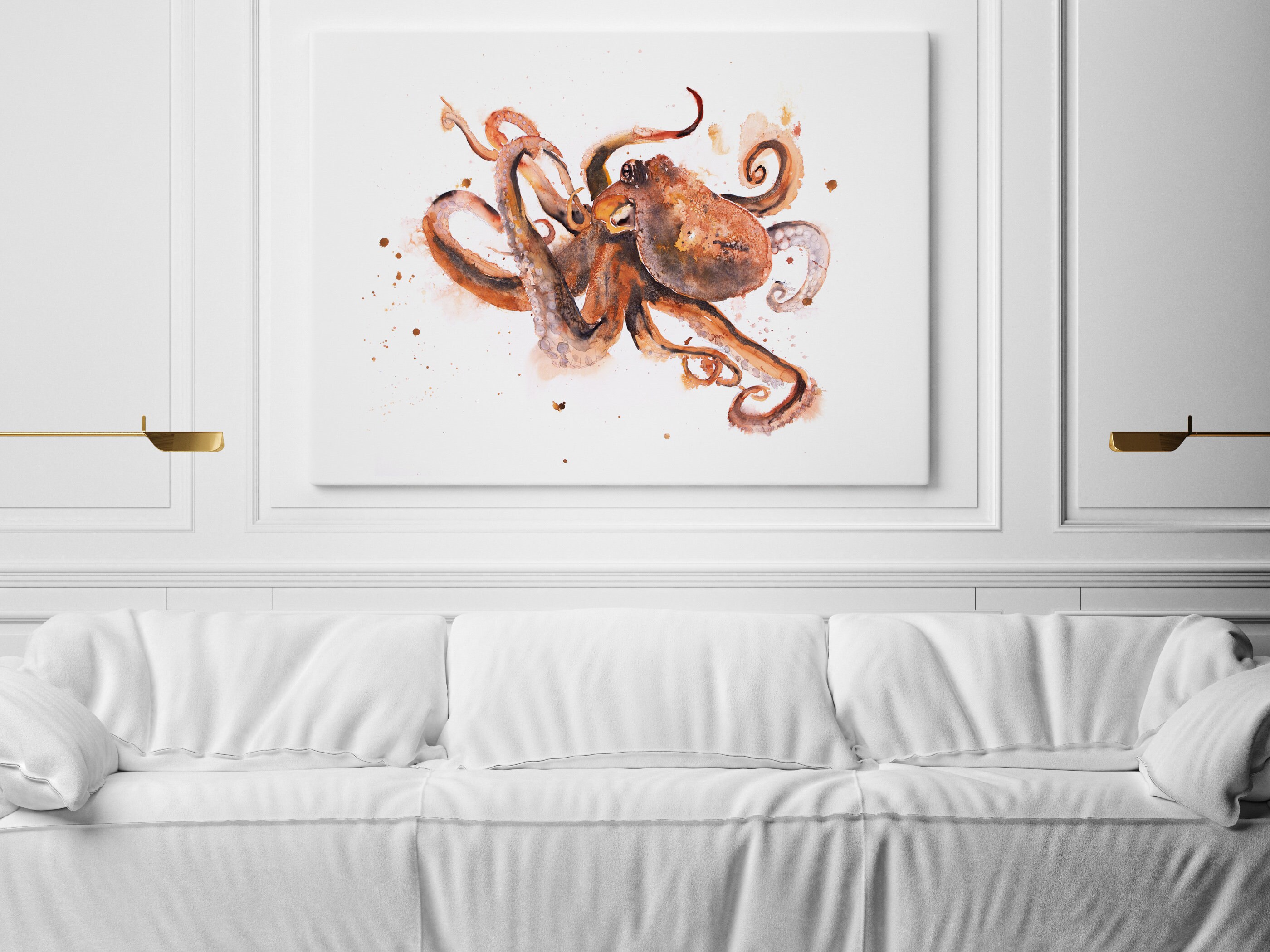 Octopus Canvas Print - Hand Signed Octopus Canvas Living Room Wall Art