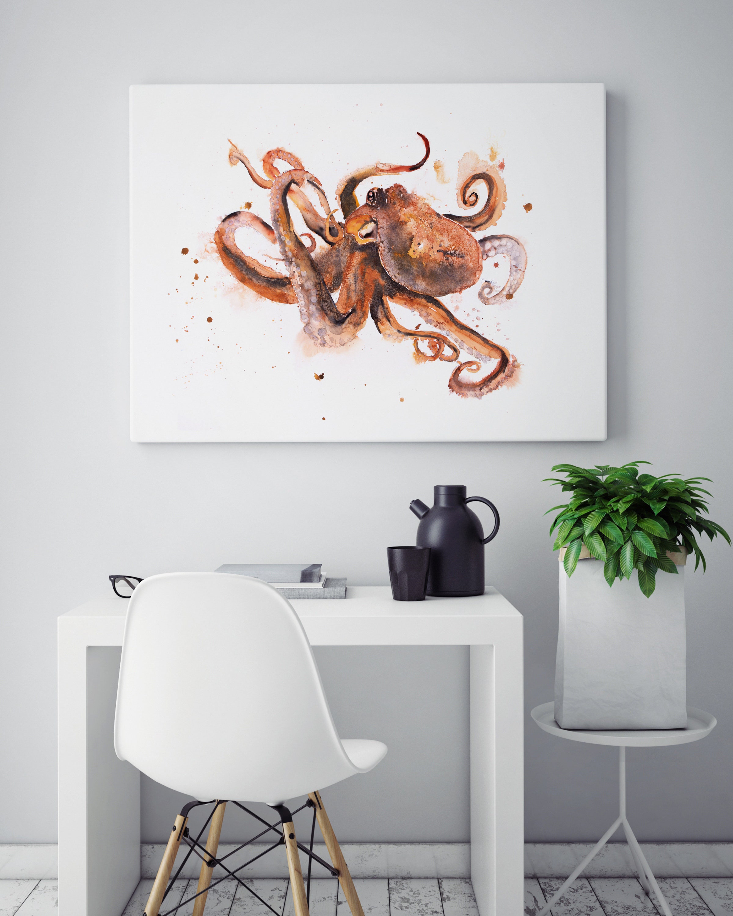 Octopus Canvas Print - Hand Signed Octopus Canvas Living ...