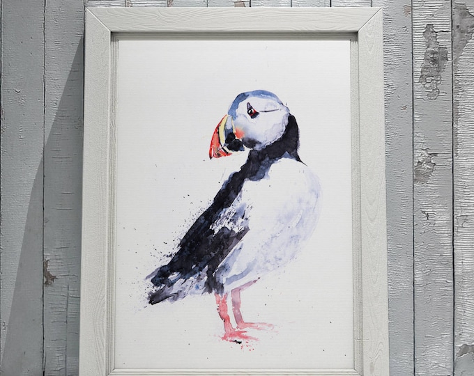 Puffin Painting No.1 - Hand Signed Limited Edition Print of my Original Watercolour Painting of a Puffin